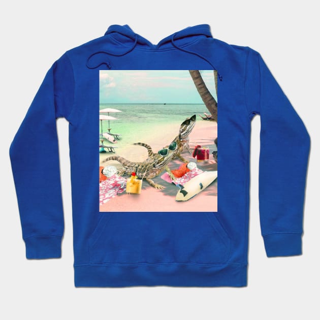 Funny Bearded Dragon Lizard Beach Hoodie by Random Galaxy